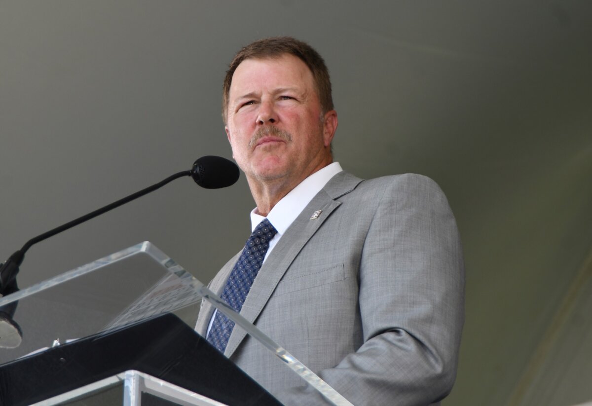 Jeff Kent delivers his acceptance speech on July 26, 2026, to the National Baseball Hall of Fame in Cooperstown, N.Y. (Courtesy of George Napolitano)