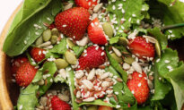 Strawberry Curry Pumpkin Seed and Basil Summer Salad