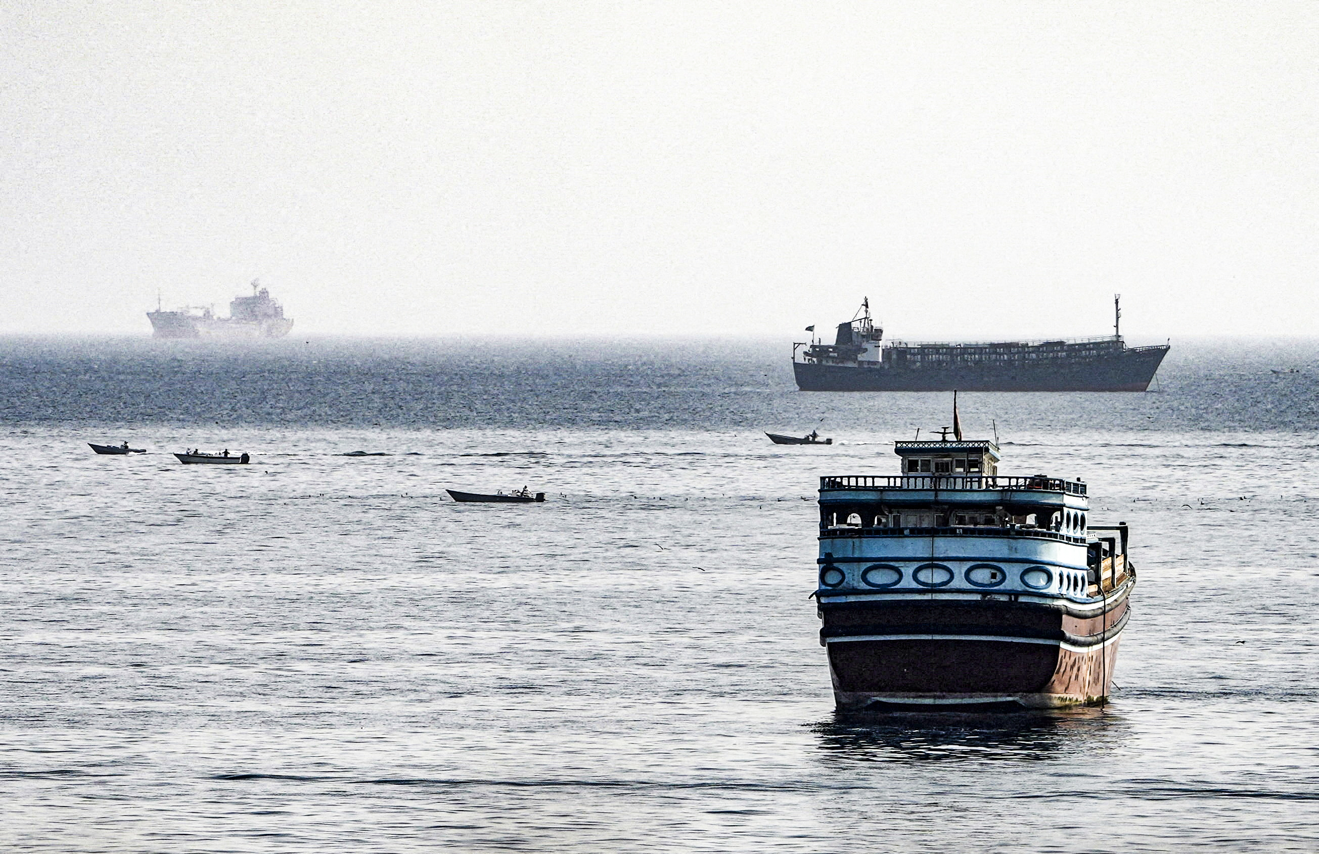 FILE PHOTO: Vessels in the Strait of Hormuz, as seen from Musandam