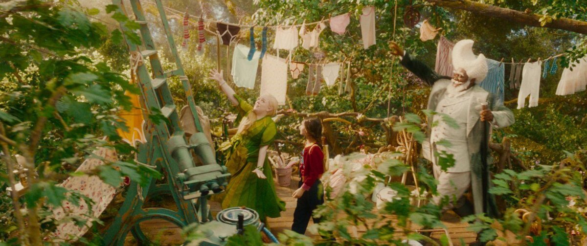 (L–R) Silky (Nicola Coughlan), Fran (Billie Gadsdon), and Moonface (Nonso Anozie), in “The Magic Faraway Tree.” (Vertical)
