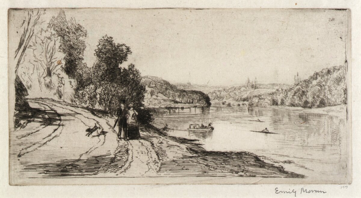 "Belmont on the Schuylkill," circa 1875-85, by Emily Kelley Moran. Etching. (Public Domain)