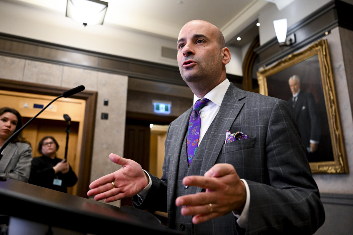 Conservative MP Frank Caputo speaks in the foyer of the House of Commons on Parliament Hill in Ottawa, on April 27, 2026. (The Canadian Press/Spencer Colby)