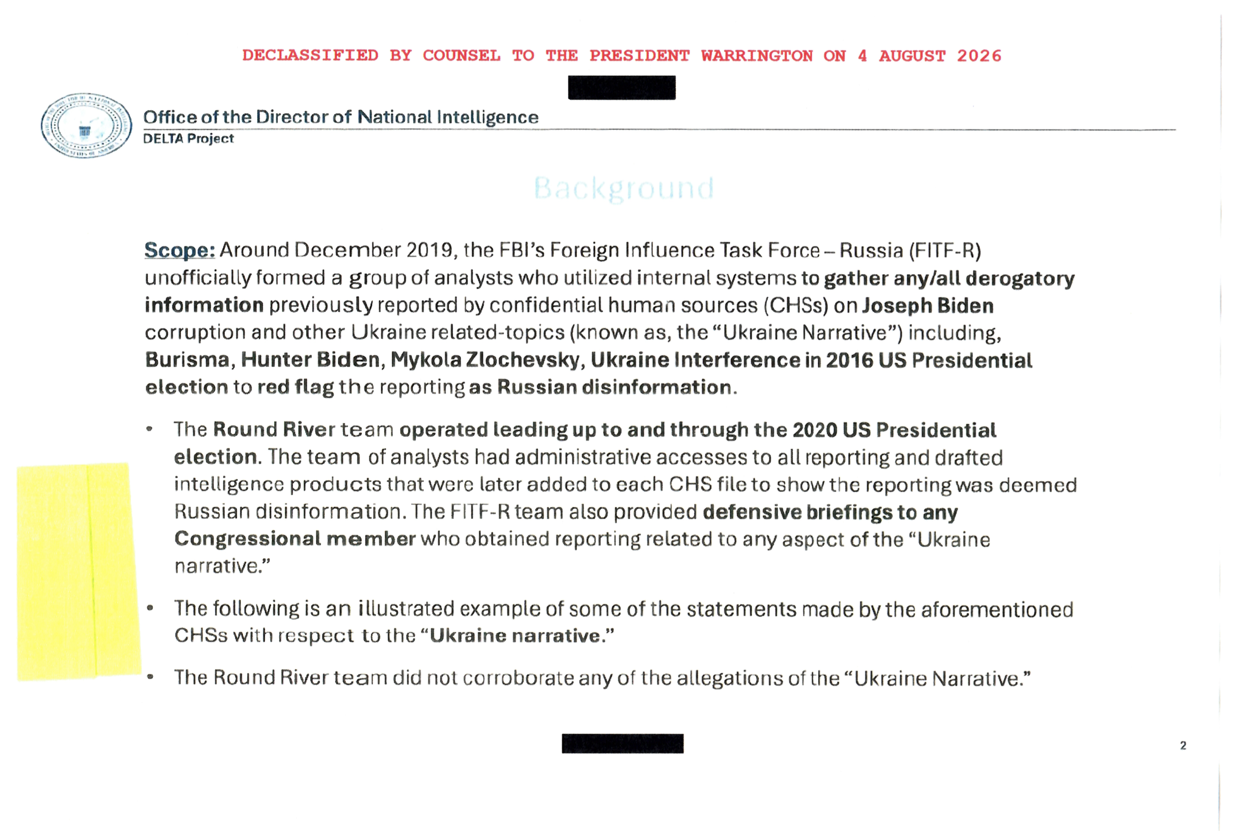 Round River documents declassified DNI