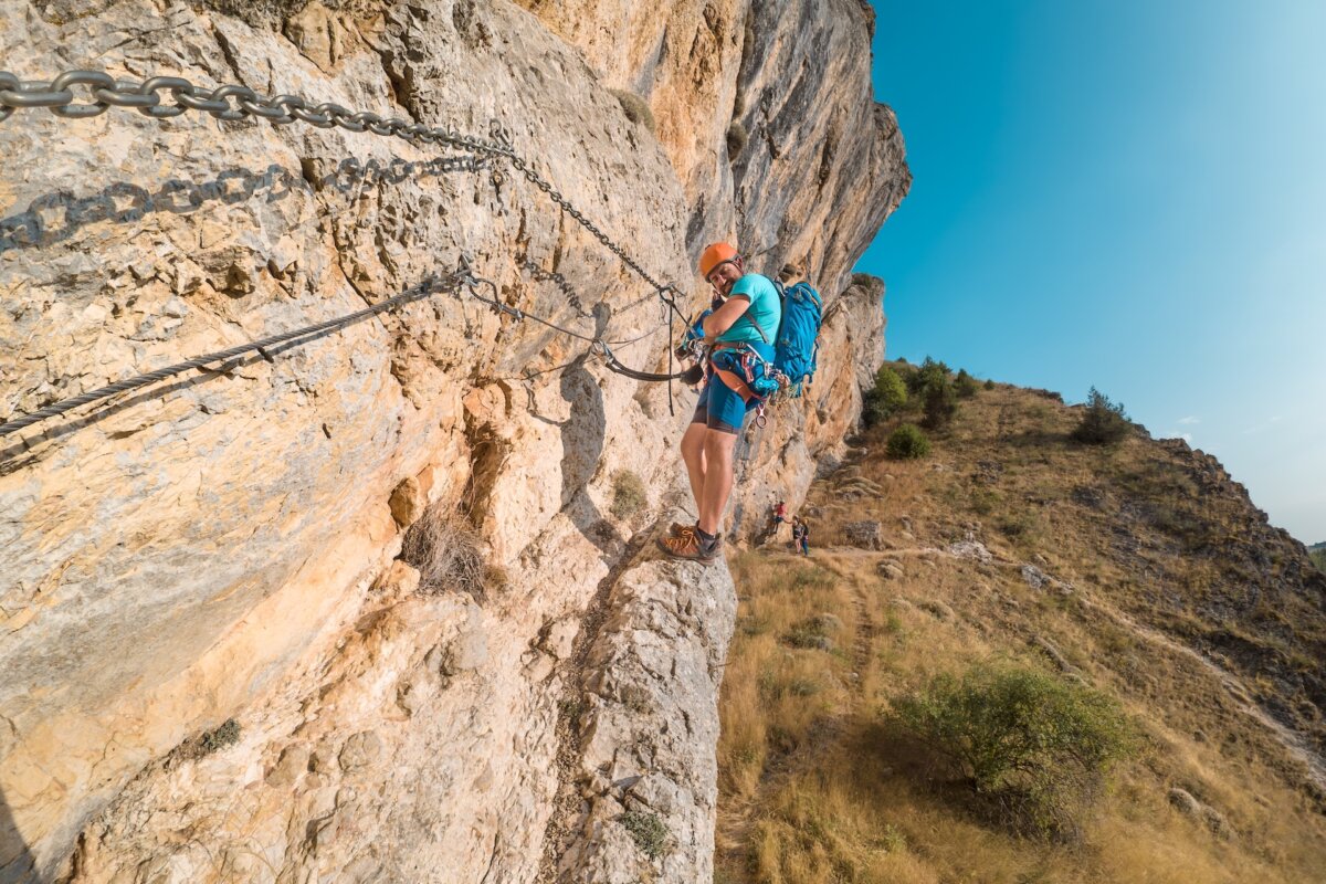 Via Ferrata, anyone? It’s an assisted high-alpine, high-adrenaline climbing adventure. (David Herraez Calzada/Shutterstock)
