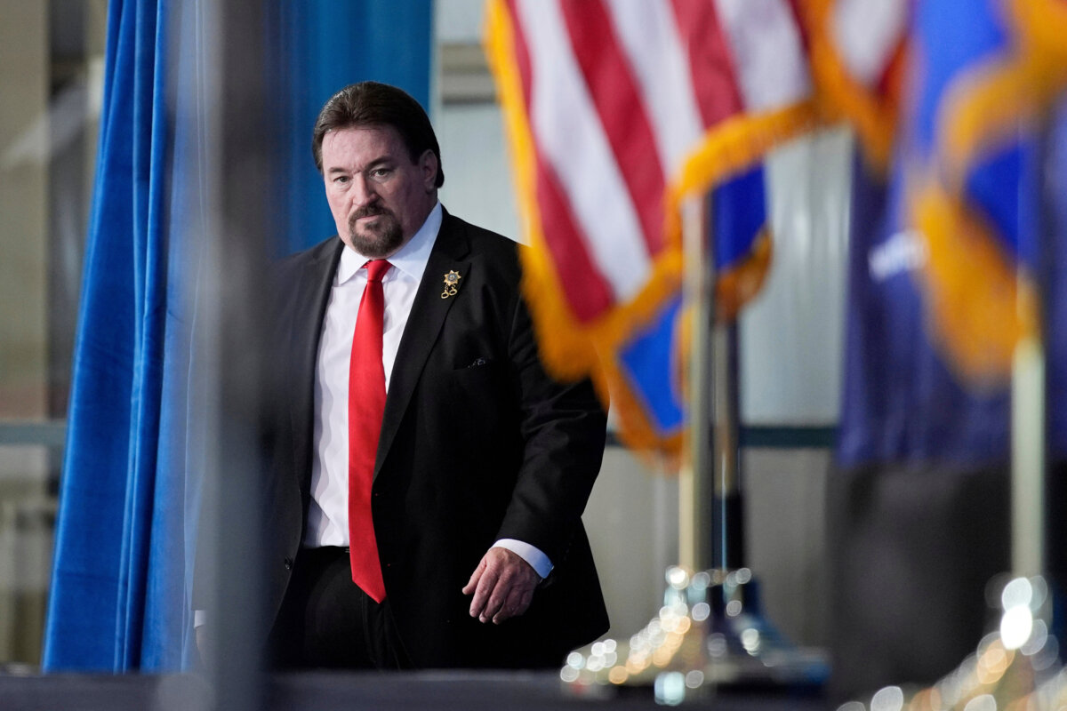 Nevada GOP Chair Michael McDonald walks on stage before speaking ahead of then-Republican presidential candidate and former President Donald Trump at a campaign event in Las Vegas, Nev. on Jan. 27, 2024. (John Locher/AP)