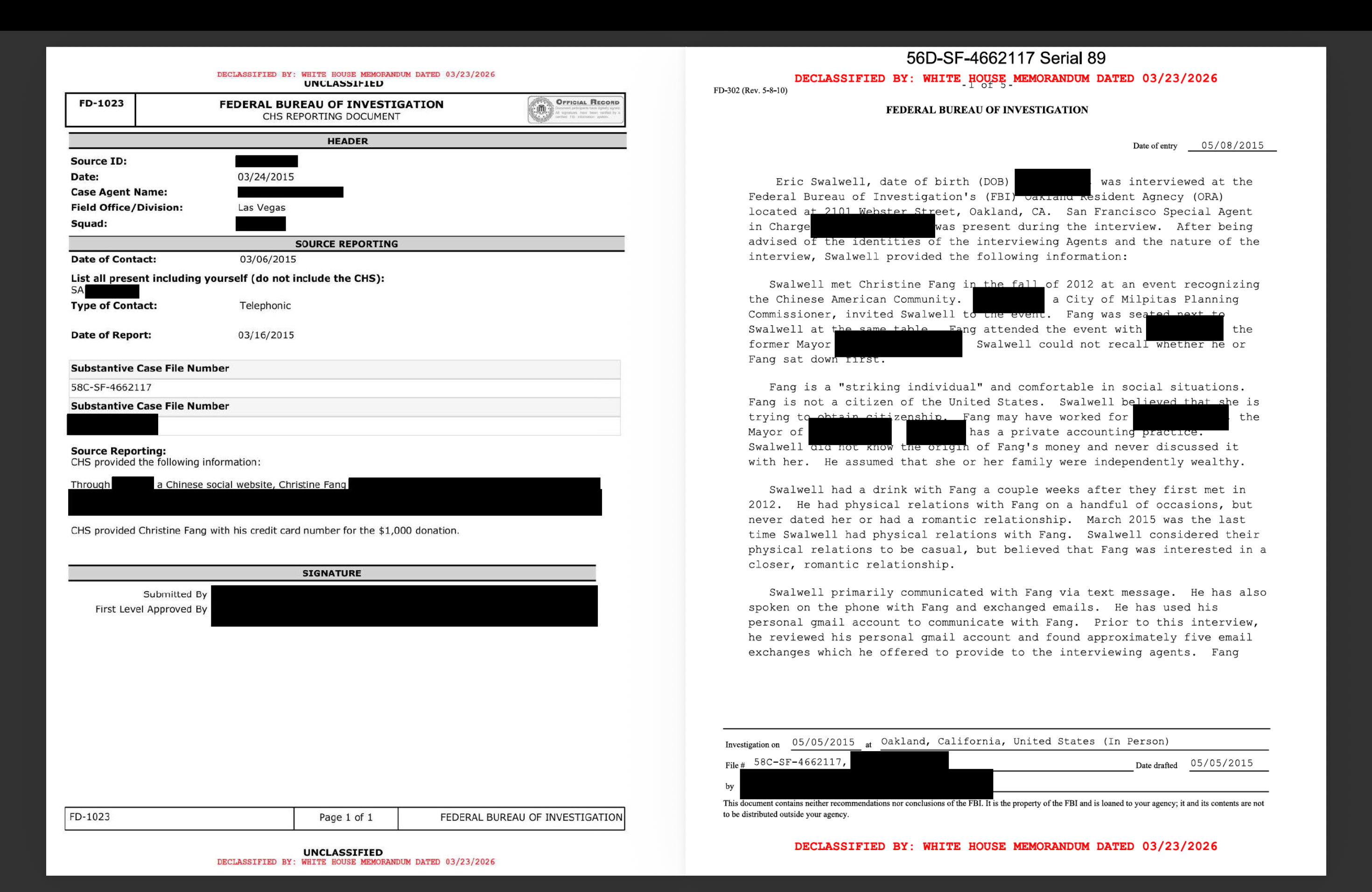 FBI docs physical relations with Fang