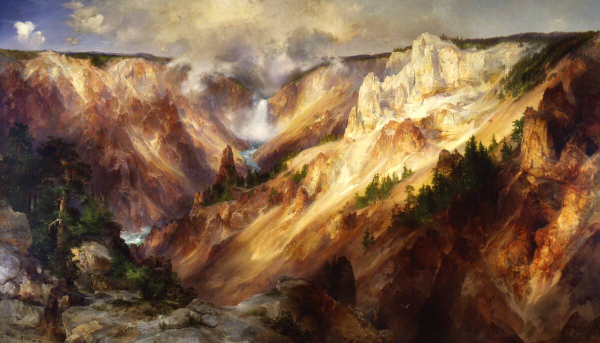 «Большой каньон Йеллоустона», приблизительно 1893–1901 гг., Томас Моран. Смитсоновский музей американского искусства. (Общественное достояние)