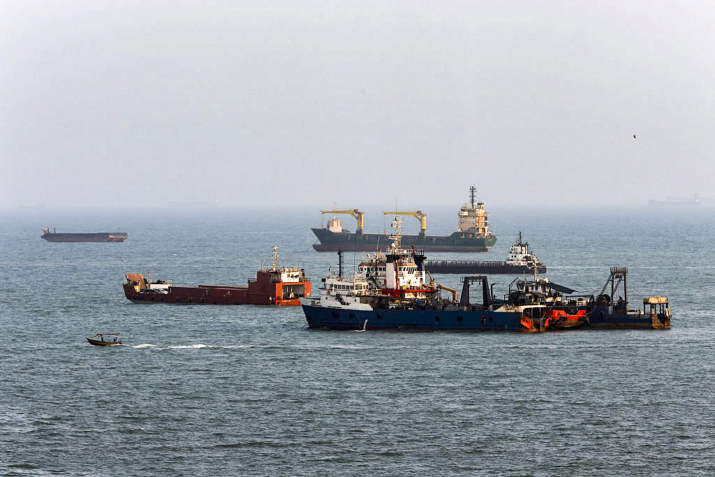 Ships anchored in the Strait of Hormuz off the coast of Bandar Abbas, Iran, on Aug. 10, 2026. (Ali Saeedi/Getty Images)