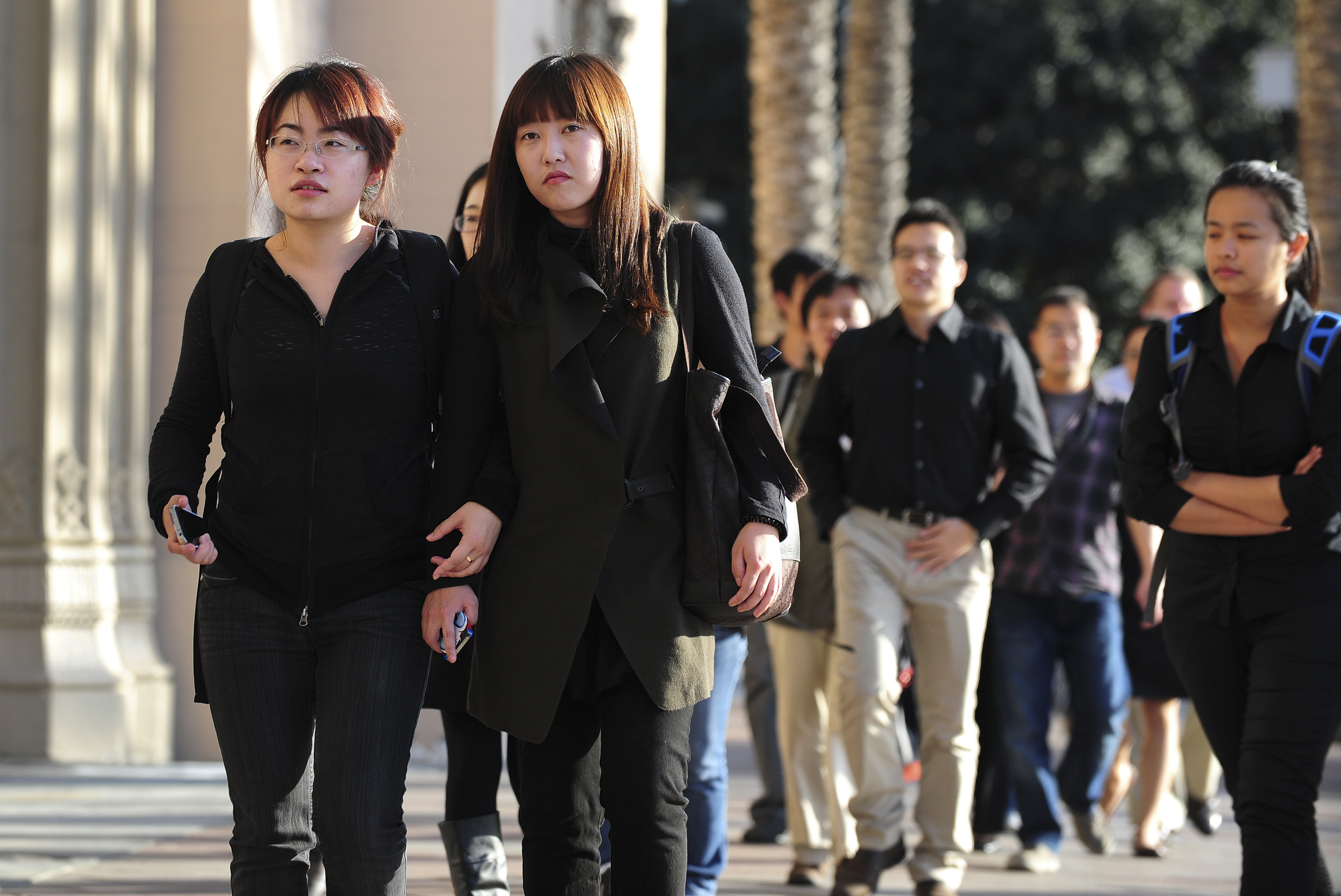 USC students on their way to attend a me