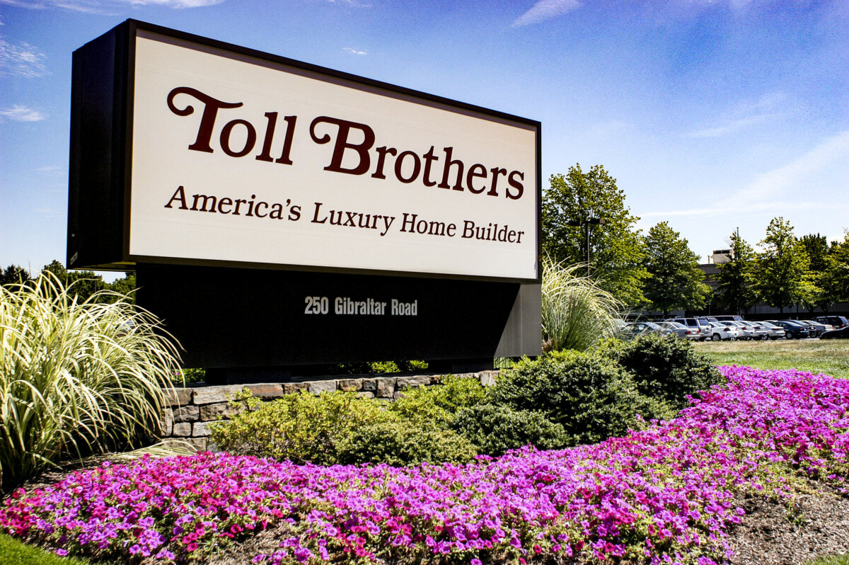 A sign is displayed at Toll Brothers Inc. headquarters in Horsham, Penn., on Aug. 22, 2006. (William Thomas Cain/Getty Images)