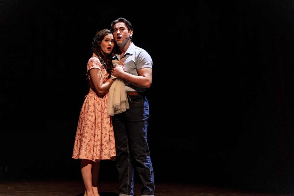 Isabella Ruano and Luke Nowakowski are the star-crossed lovers caught in an "ancient grudge" in "West Side Story" from Music Theater Works, now playing through Aug. 30 in the George Van Dusen Theatre at the North Shore Center for the Performing Arts in Skokie, Ill. (Brett Beiner)