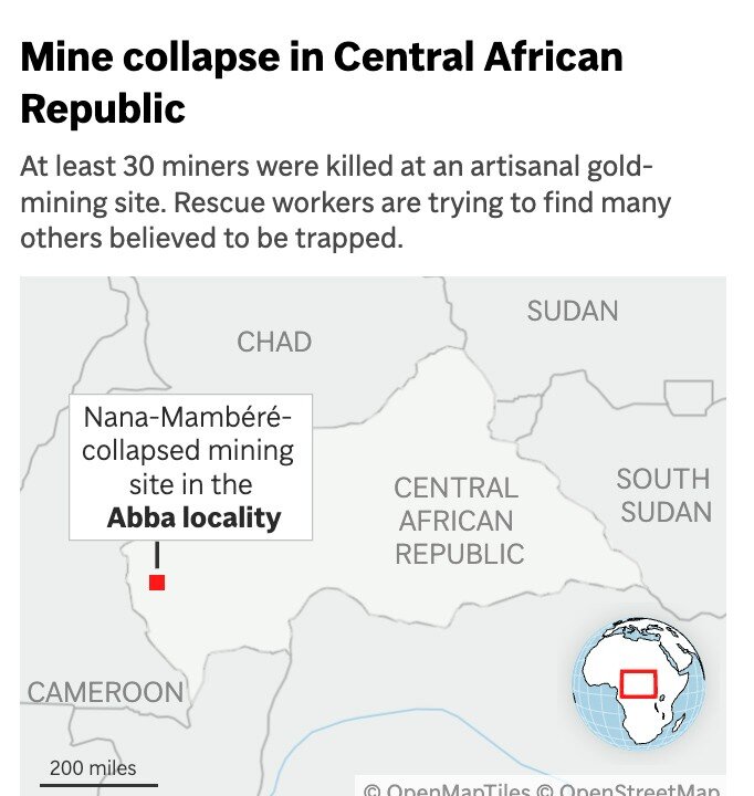 Death Toll in Mine Collapse in Central African Republic Rises to More Than 100