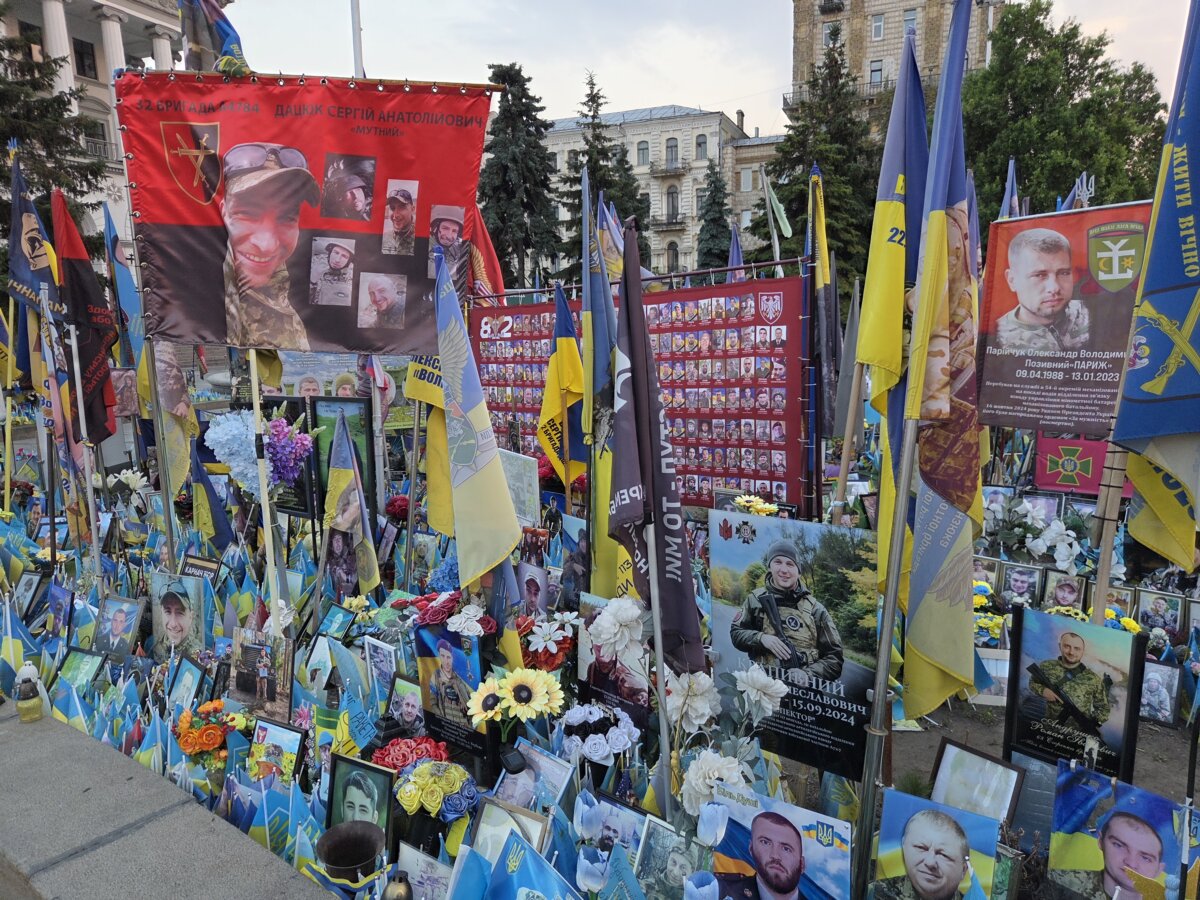 The memorial at Kyiv's Independence Square (Maidan Nezalezhnosti) displays photos of the fallen defenders of Ukraine. The scope and detail are heartbreaking. (Courtesy of Antonio Graceffo)