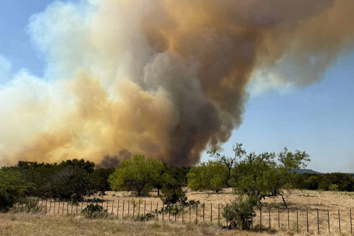 The Ross Fire burns in Palo Pinto County, Texas, on Aug. 24, 2026. (Texas A&M Forest Service via AP)
