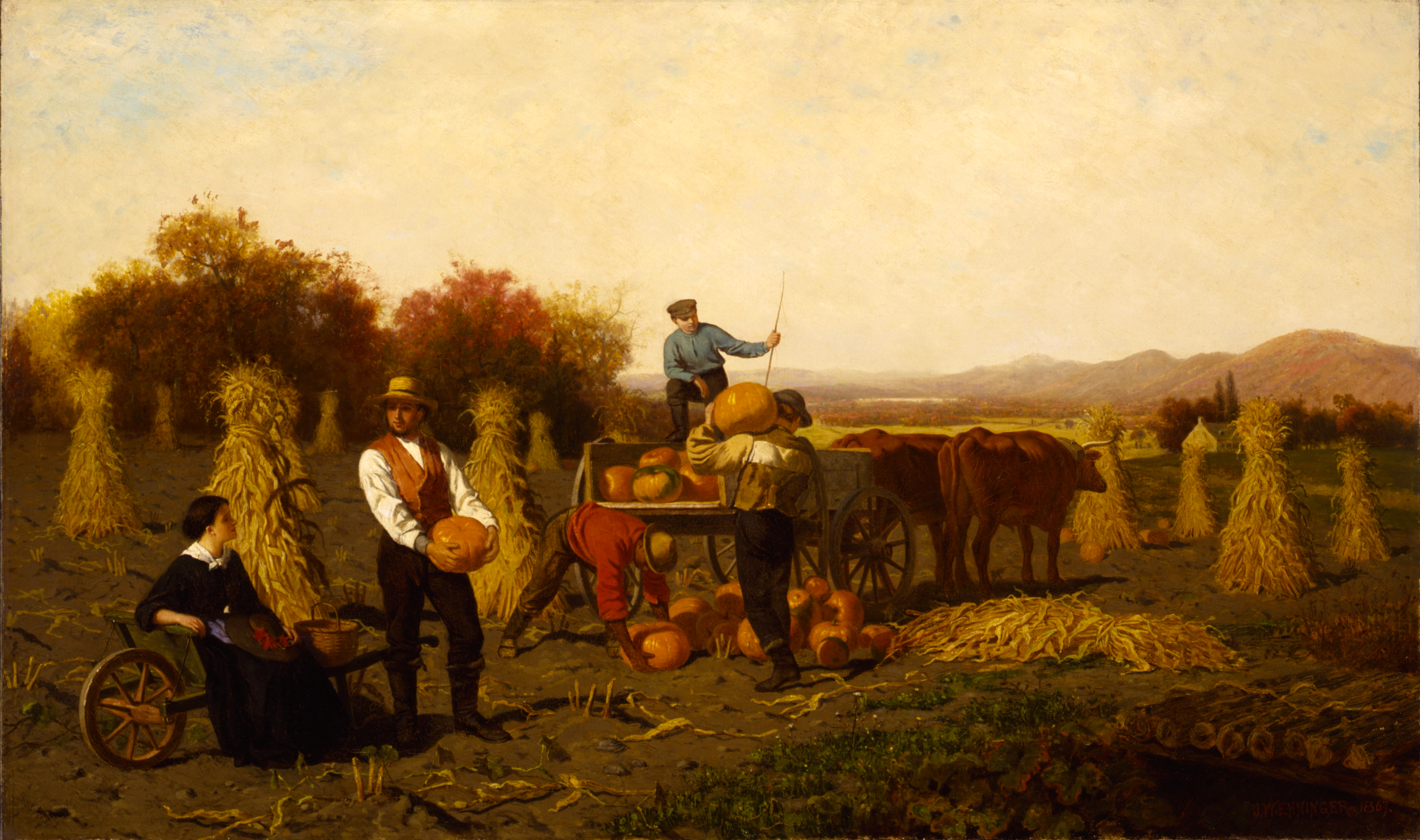 «Октябрь», 1867 год, Джон Уэттен Энингер. Масло на холсте; 32 1/4 дюйма на 54 1/8 дюйма. Смитсоновский музей американского искусства, Вашингтон. (Общественное достояние)