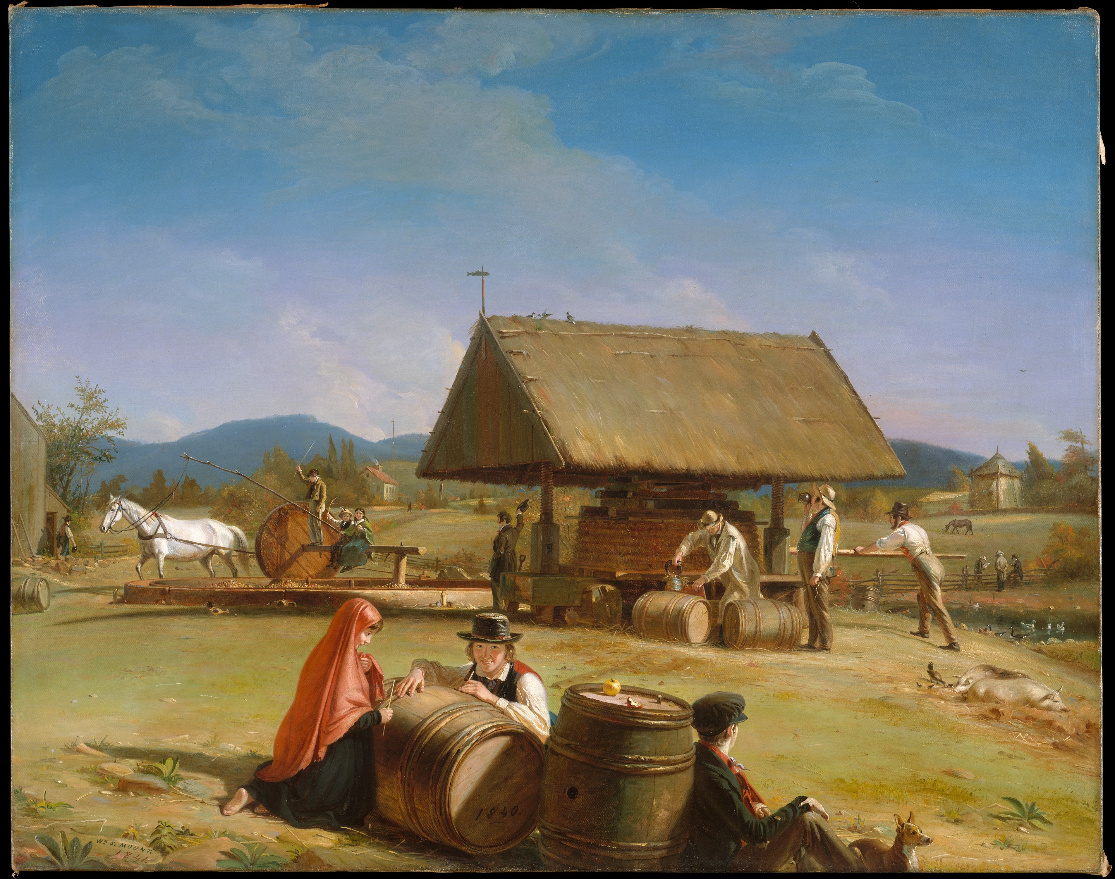 Картина «Изготовление сидра», 1840–1841 гг., Уильям Сидни Маунт. Масло на холсте; 27 х 34 1/8 дюйма. Метрополитен-музей, Нью-Йорк. (Общественное достояние)