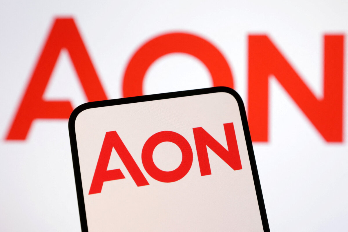 The AON logo is seen in this illustration taken on Jan. 29, 2025. (Reuters/Dado Ruvic)