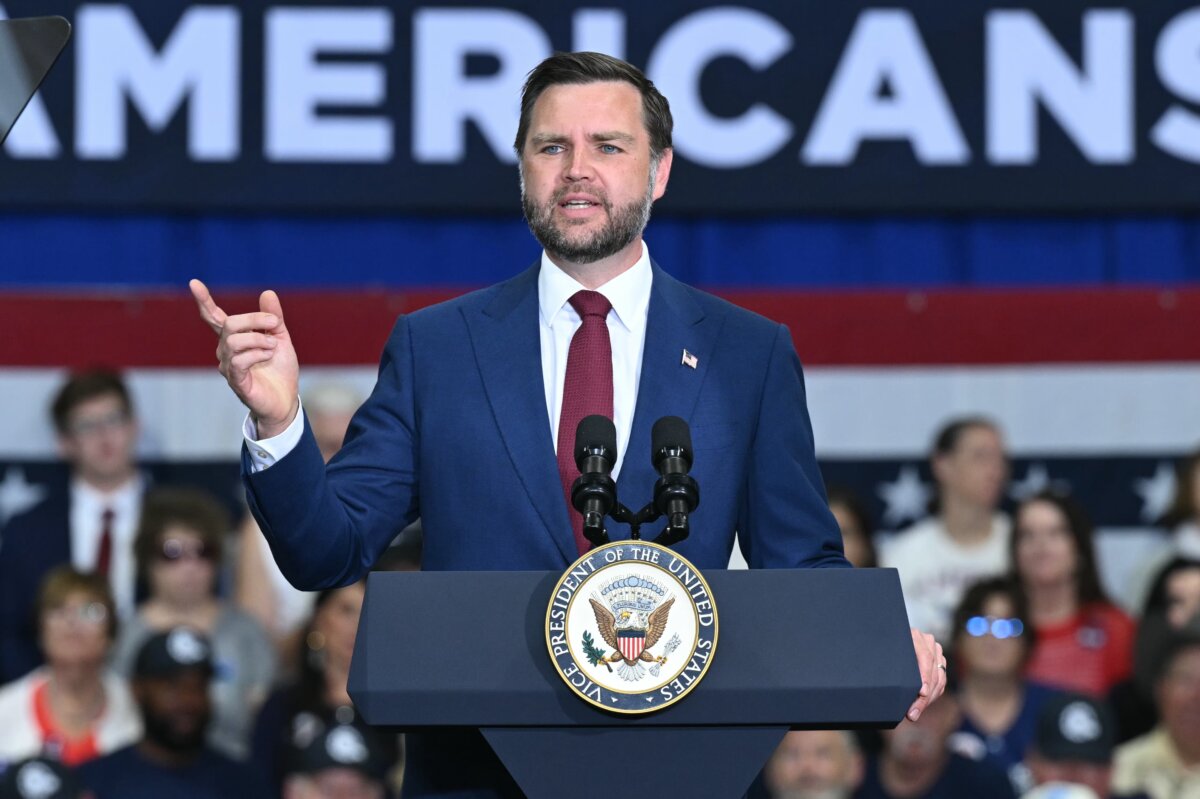 Vice President JD Vance speaks at a MAGA Inc. Super PAC event in Sterling Heights, Mich., on Aug. 31, 2026. (Saul Loeb-Pool/Getty Images)