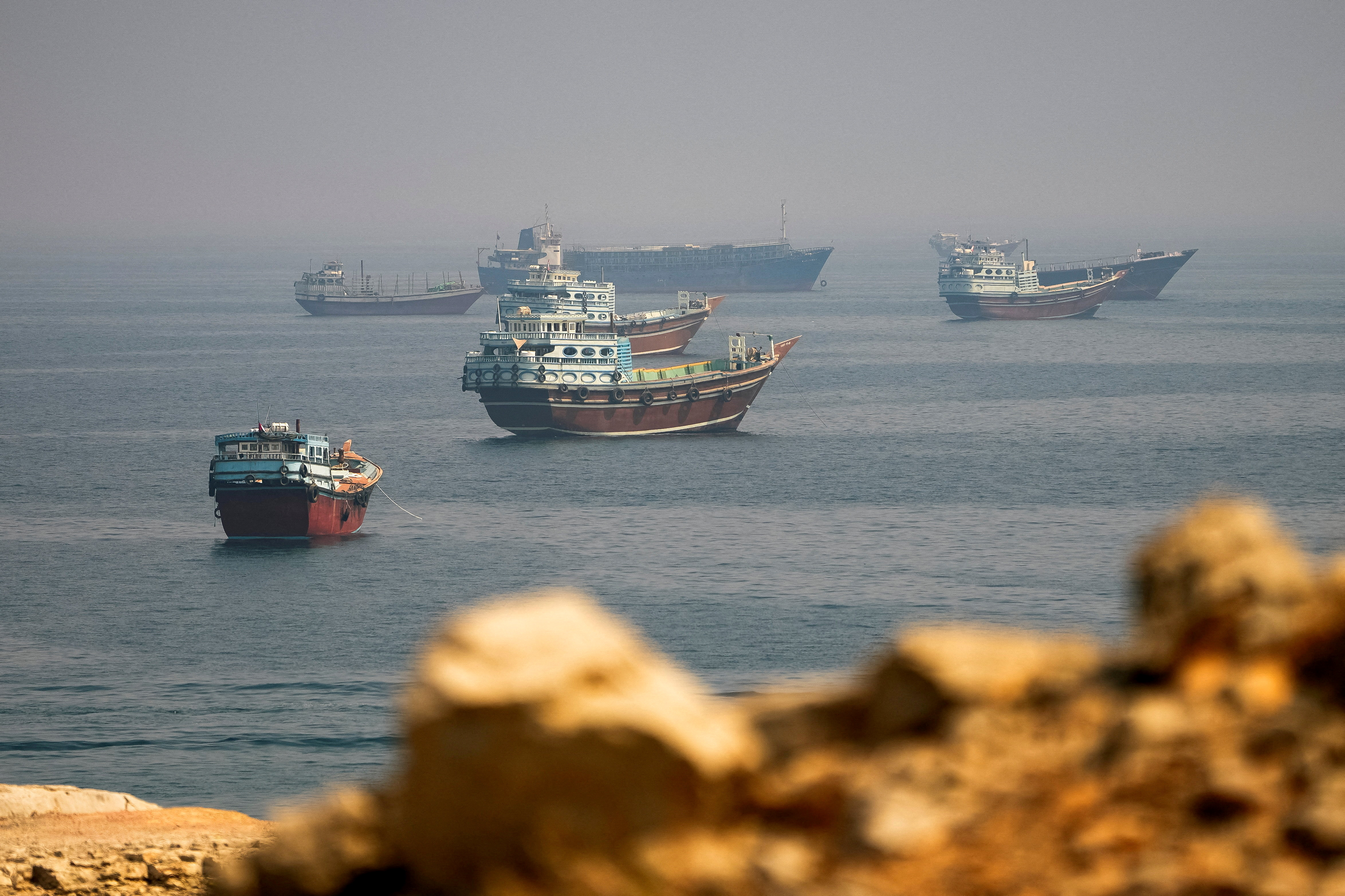 Vessels near the Strait of Hormuz, as seen from Musandam
