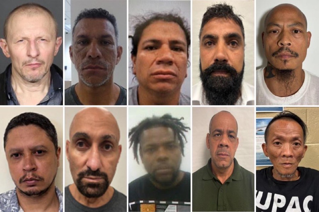 Federal immigration officers arrested nearly 2,200 illegal immigrants, including these foreign nationals with past criminal histories, across New York in Operation Rotten Apple in August 2026. (DHS)