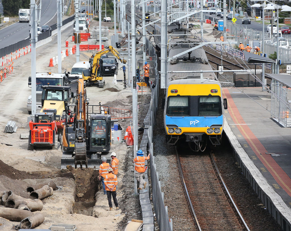 Train line works continue at Kananook Station on the Frankston line in Melbourne, Australia, on April 17, 2019. (Michael Dodge/Getty Images)