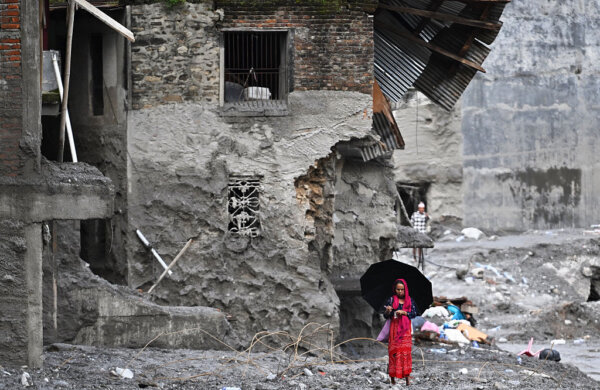 View of Trishuli and Bidur Helipad in Nepal After the Flood