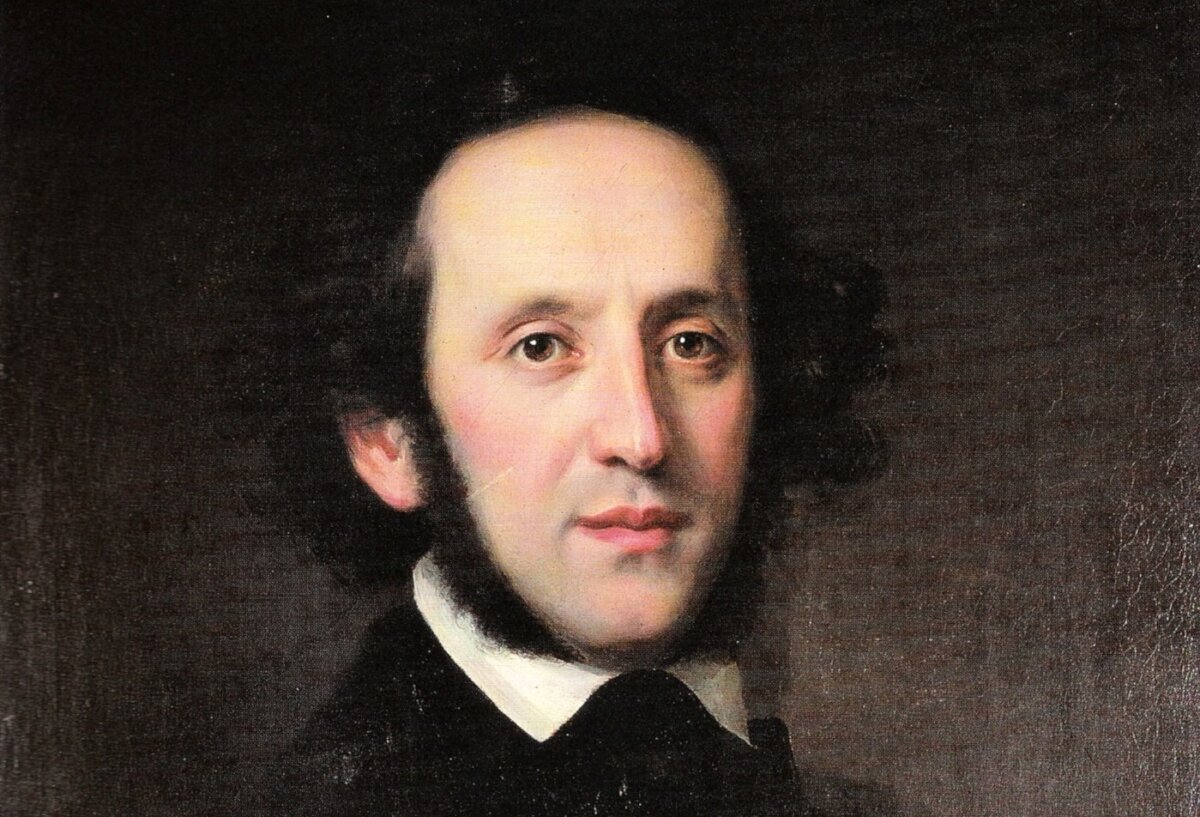 A detail of a portrait of Felix Mendelssohn, 1846, by the German painter Eduard Magnus. Berlin State Library. (Public Domain)