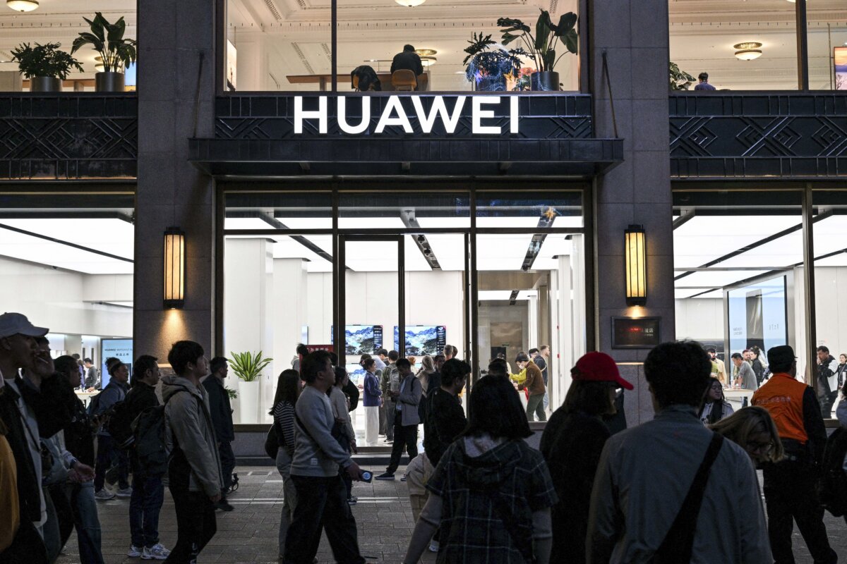 Huawei store in the Huangpu district in Shanghai, on April 2, 2026. (Photo by Hector RETAMAL / AFP via Getty Images)