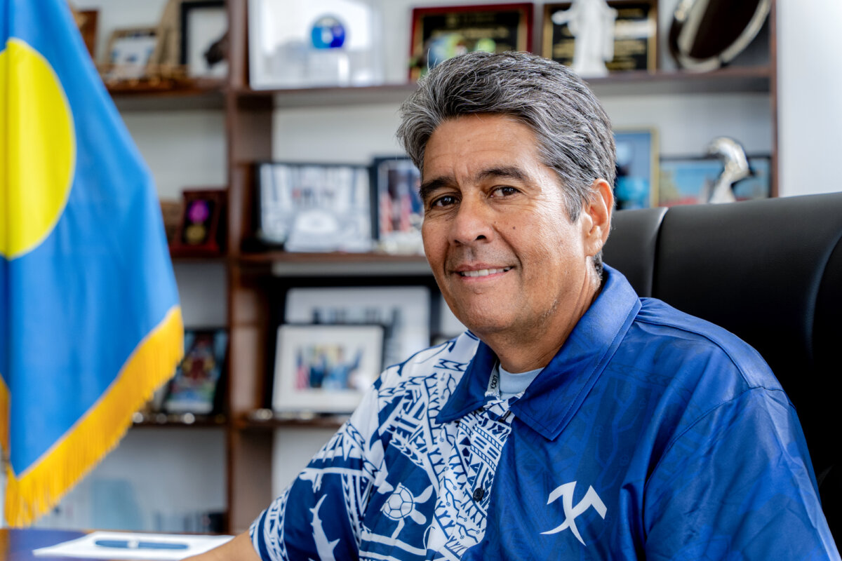 Palauan President Surangel Whipps Jr. in the presidential office in Koror, Palau, on Sept. 7, 2026. (Irene Luo/The Epoch Times)