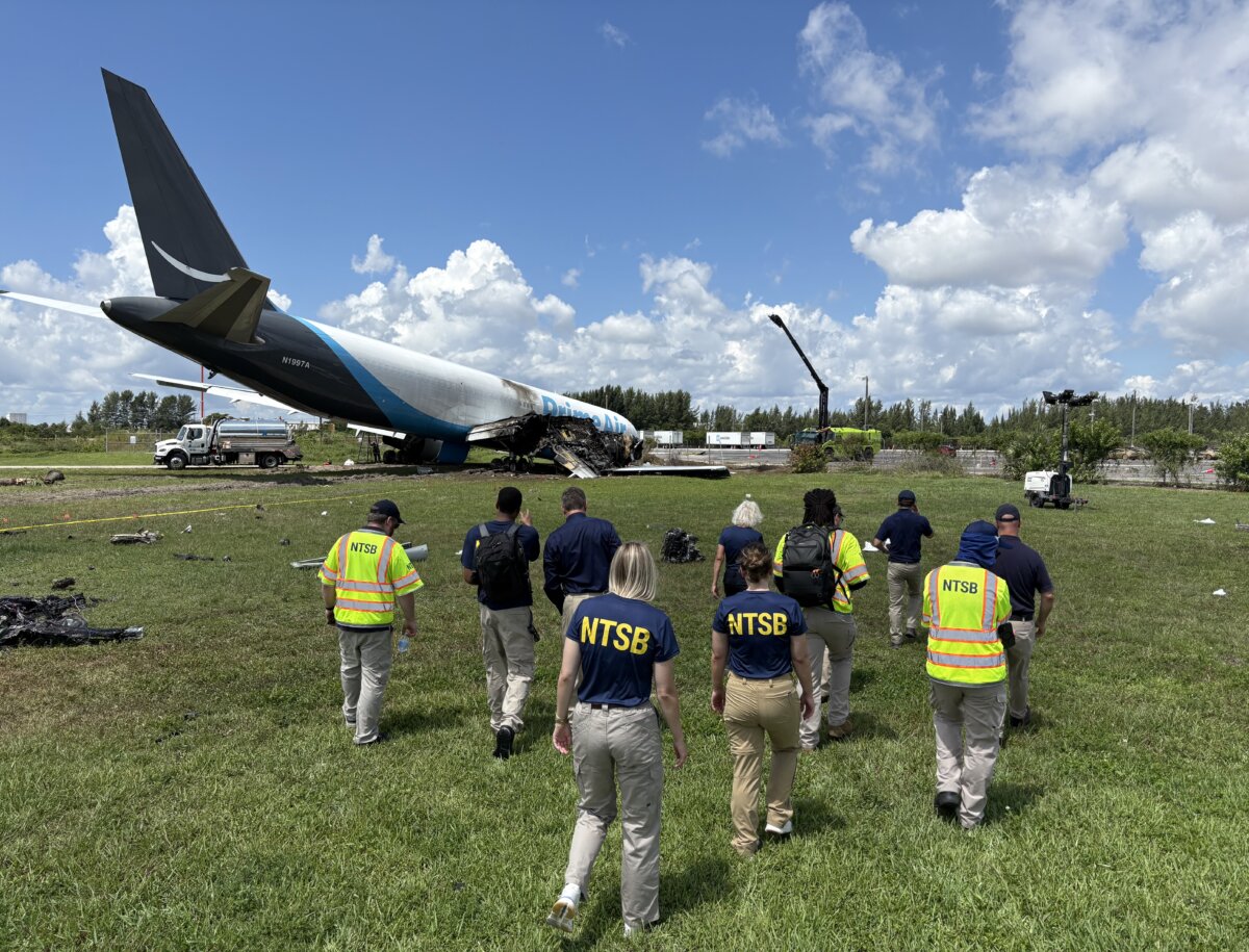 NTSB investigators at the site of the 21 Air Flight 7598 crash at Miami International Airport on Sept. 7, 2026. (NTSB)