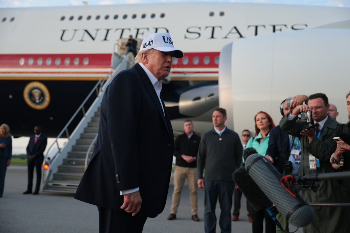 President Donald Trump speaks to reporters in Shannon, Ireland, on Sept. 13, 2026. (Anna Moneymaker/Getty Images)
