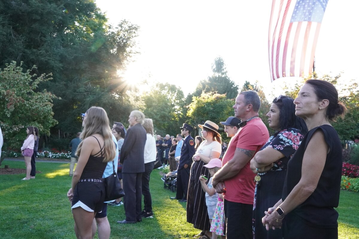 Attendees at the 9/11 Patriot Day Ceremony at the Orange County Arboretum in Montgomery, N.Y., on Sept. 11, 2026. (Oliver Mantyk/The Epoch Times)