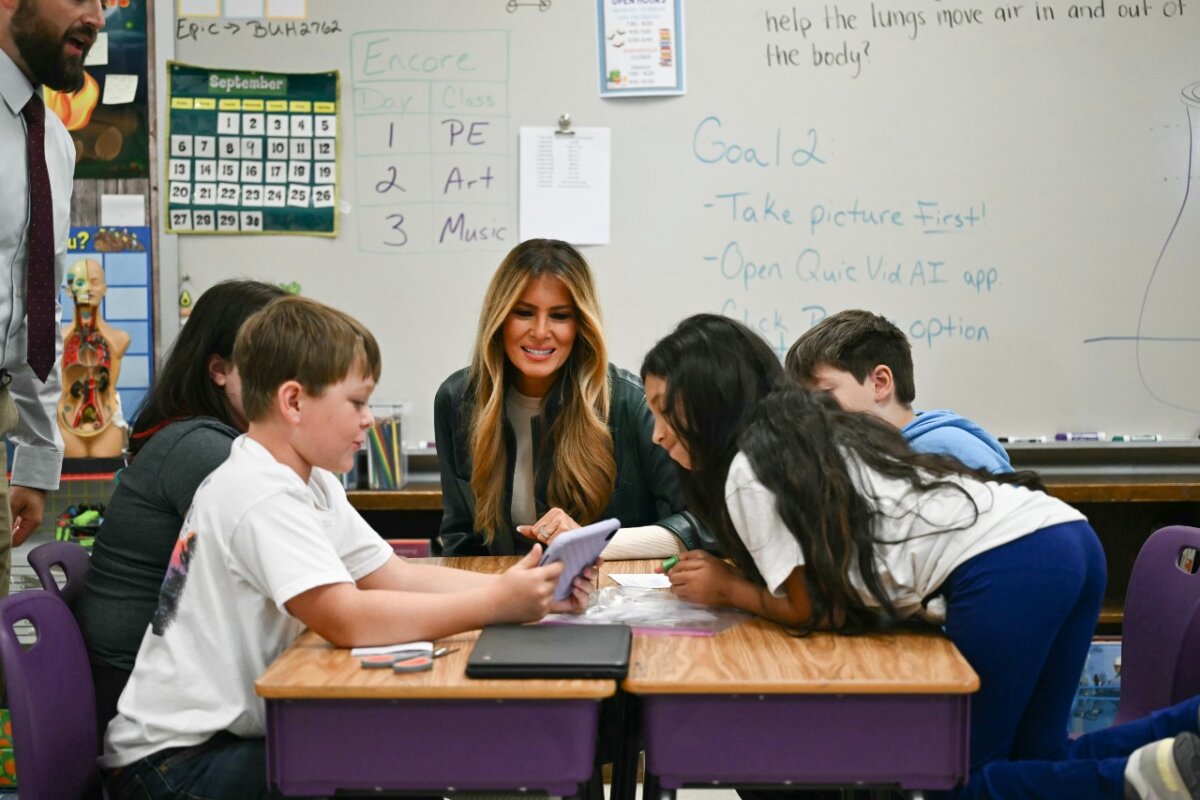 First Lady Melania Trump meets with students at Mountain View Elementary School in North Jefferson, N.C., on Sept. 15, 2026. (Kent Nishmura-Pool/Getty Images)