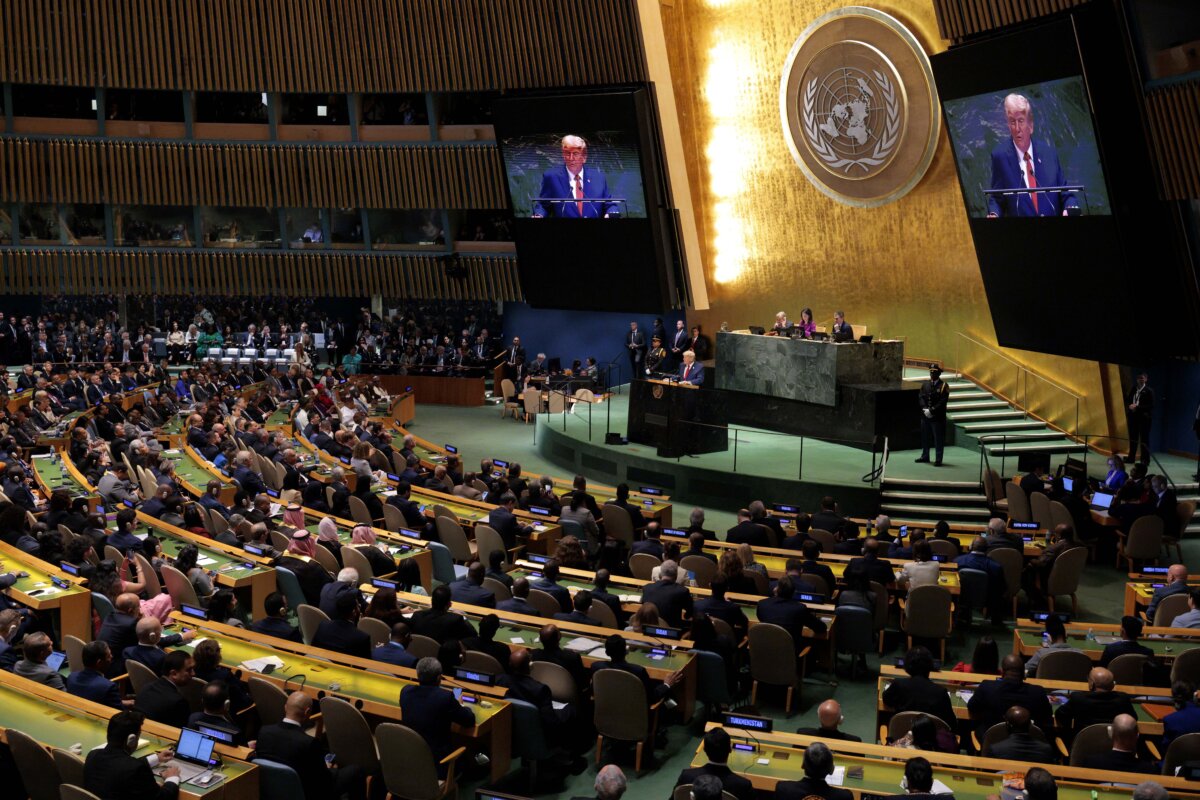 President Donald Trump speaks during the 80th session of the UN’s General Assembly (UNGA) at the United Nations headquarters in New York, on September 23, 2025. (Chip Somodevilla/Getty Images)