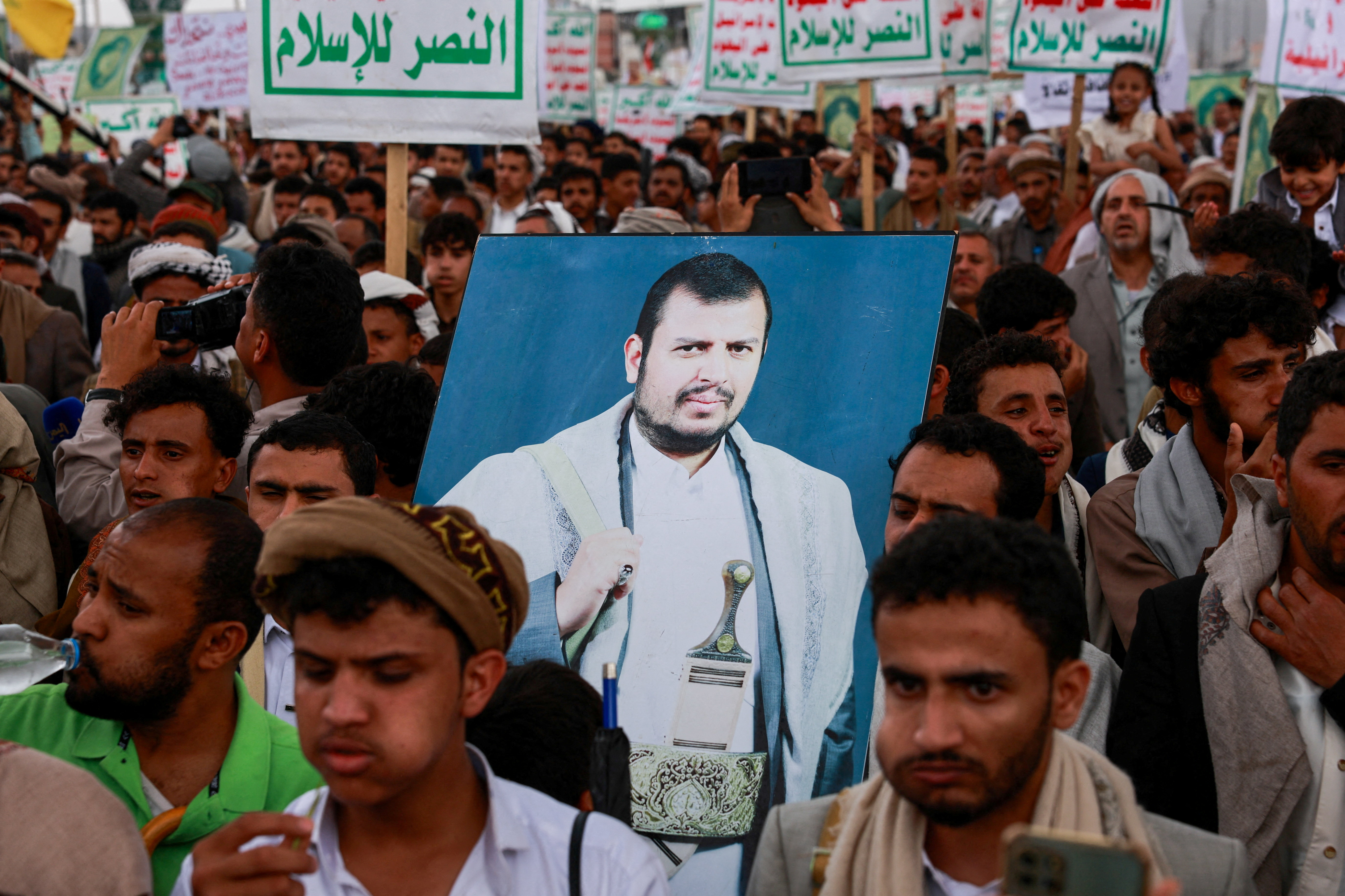 FILE PHOTO: Houthi supporters hold anti-Saudi rally amid escalation with the kingdom