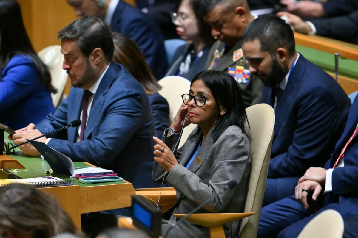 Venezuela's interim President Delcy Rodriguez attends the 81st United Nations General Assembly at the United Nations Headquarters in New York, on Sept. 22, 2026. (Angela Weiss/AFP via Getty Images)