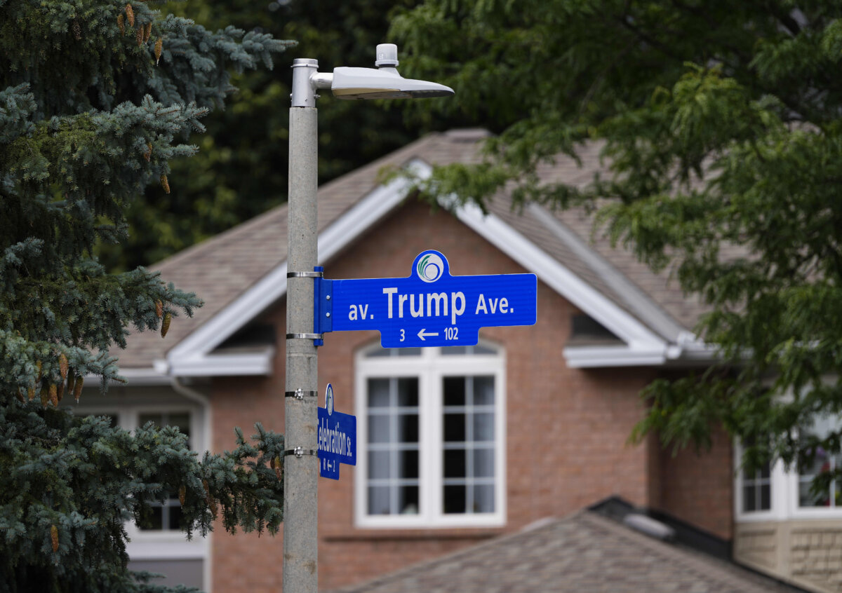 A street sign for Trump Avenue in Ottawa's Central Park neighbourhood is seen on Aug. 28, 2026. (The Canadian Press/Justin Tang)