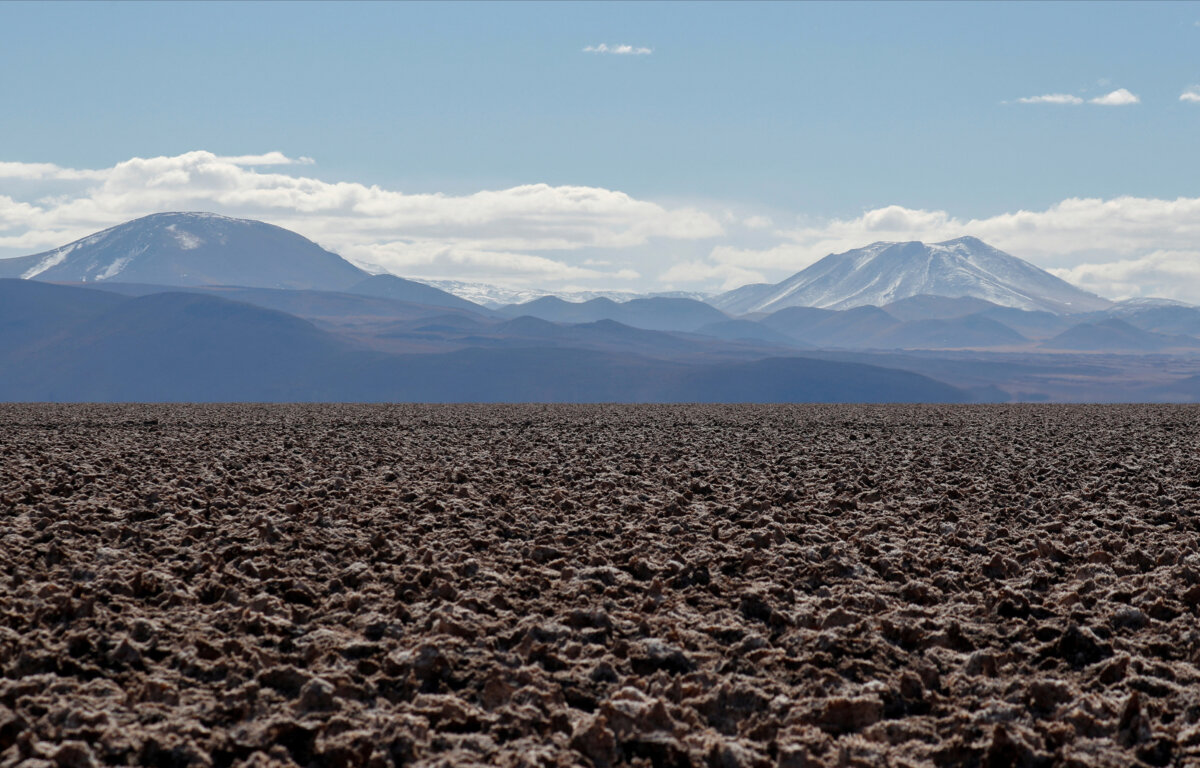 The Salar del Rincon salt flat, in Salta, Argentina, on Aug. 12, 2021. (Agustin Marcarian/Reuters)