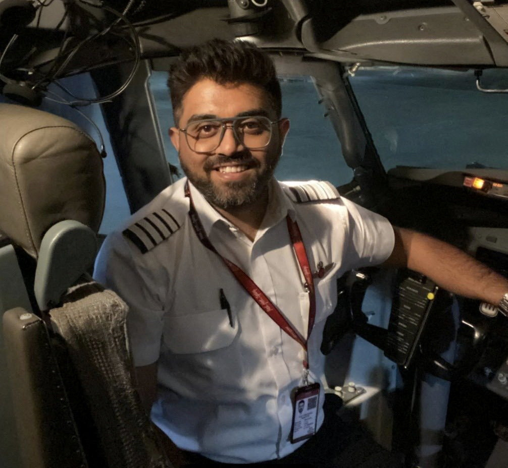 Indian pilot Smit Machchhar smiles in an unidentified location