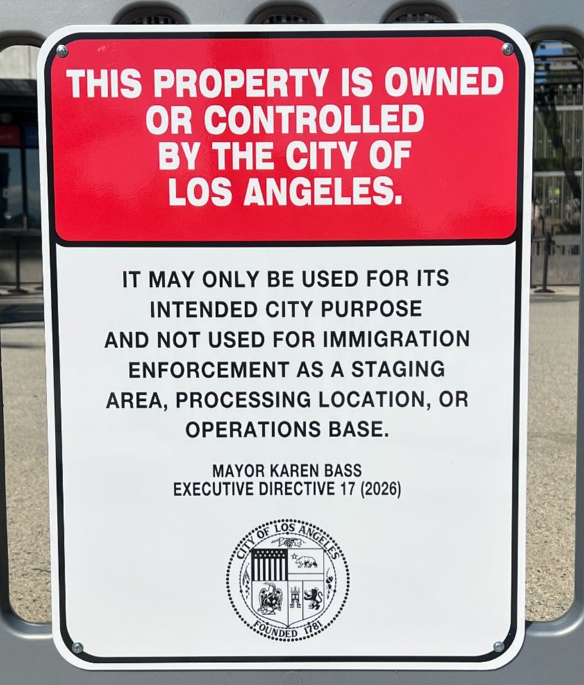Los Angeles ICE staging signage