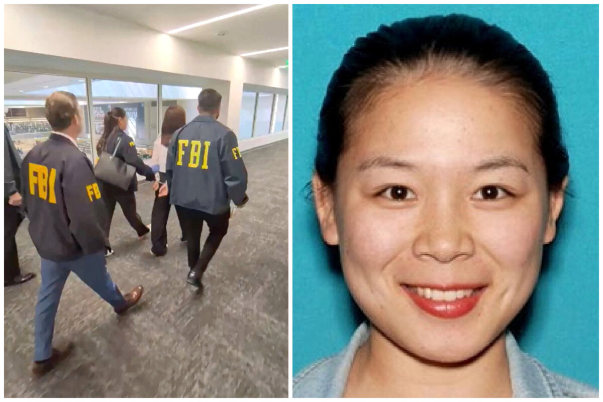 (Left) A California woman, Wanying Zhang, also known as Heather, is taken by the FBI after they arrested her and the U.S. authorities accused her of spying on a son of Taiwan's President Lai Ching-te at the behest of Chinese officials, in Los Angeles on Oct. 4, 2026, in this screengrab taken from a video. (Right) Wanying Zhang. (Bill Essayli, First Assistant U.S. Attorney for the Central District of California via X/Handout via Reuters)