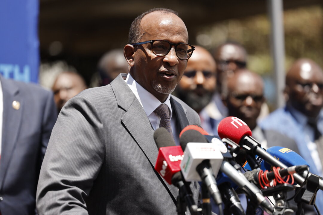 Kenyan Secretary of Health Aden Duale briefs reporters on an Ebola case identified in Kenya, after the patient died, in Nairobi, Kenya, on Oct. 6, 2026. (Simon Maina/AFP via Getty Images)