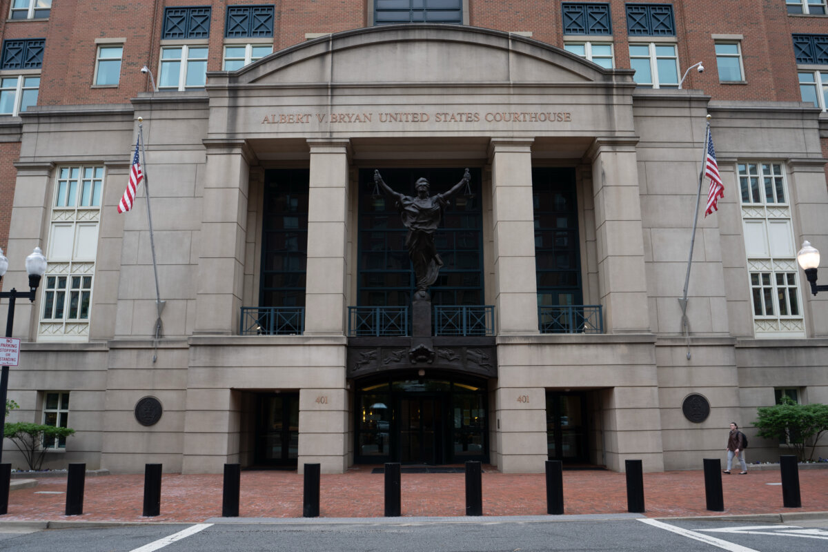 The U.S. District Courthouse for the Eastern District of Virginia in Alexandria, Va., on April 29, 2026. (Andrew Leyden/Getty Images)