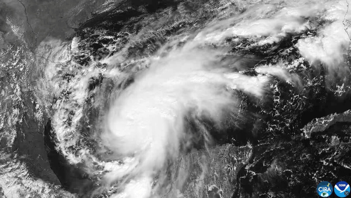 A satellite image of Tropical Storm Isaias on Oct. 7, 2026, in this still image from a handout video. (CSU/CIRA & NOAA/Handout via Reuters)