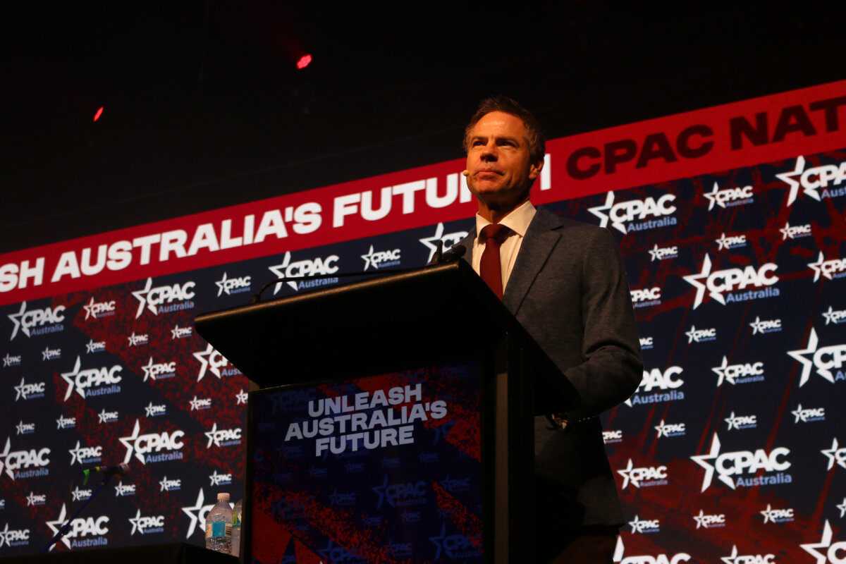 Michael Shellenberger speaks at CPAC 2026, Brisbane, Australia. Oct. 10, 2026 (Adam Chiang/The Epoch Times)