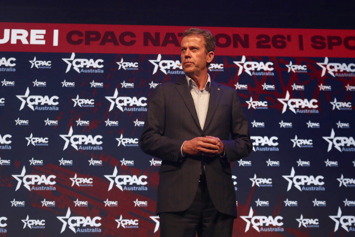 Shadow Energy Minister Dan Tehan speaks at CPAC Australia in Brisbane, Australia, on Oct. 11, 2026. (Adam Chiang/The Epoch Times)