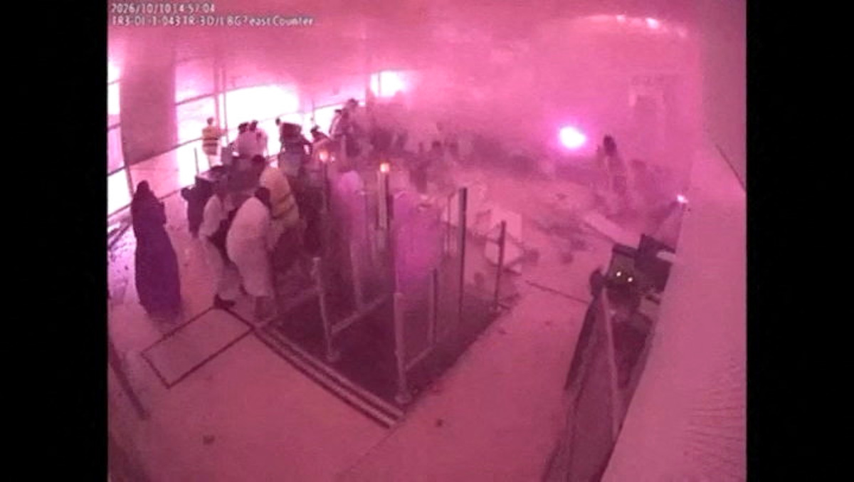 Surveillance footage shows the moment of the attack at King Khalid International Airport in Saudi Arabia