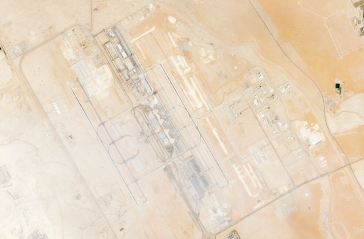 A satellite image of King Khalid Airport, the day after Yemen's Iran-backed Houthis said they attacked the airport, in Riyadh, Saudi Arabia, on Oct. 11, 2026. (European Union/Copernicus US Sentinel-2/Handout via Reuters)