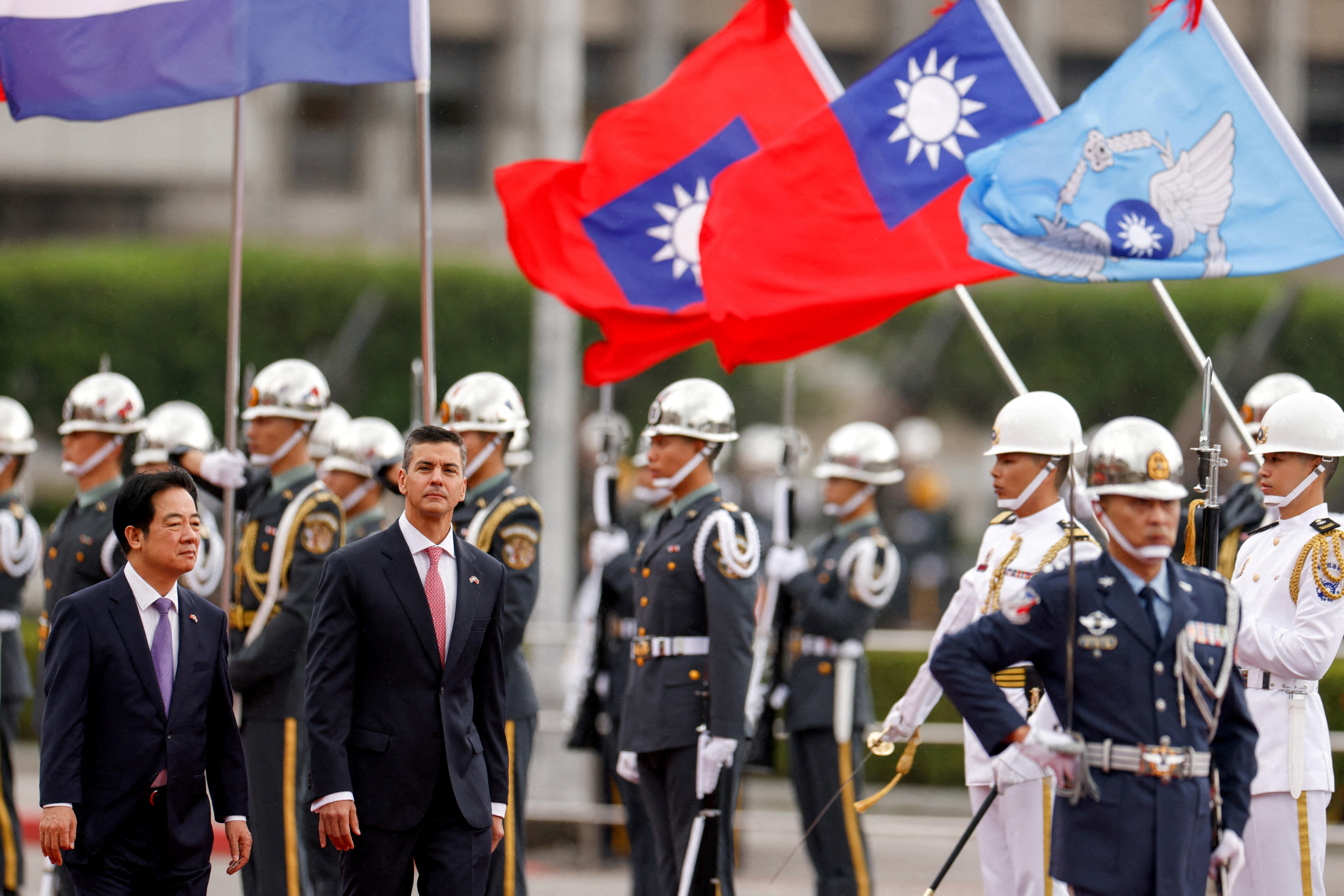 FILE PHOTO: Paraguay President Santiago Pena attends a welcoming ceremony with Taiwan President Lai Ching-te in Taipei