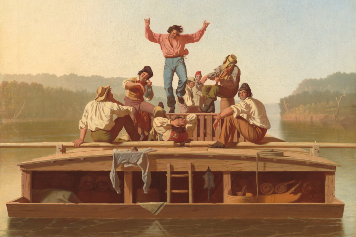 A detail of "The Jolly Flatboatmen," 1846, by George Caleb Bingham. National Gallery of Art, Washington. (Public Domain)